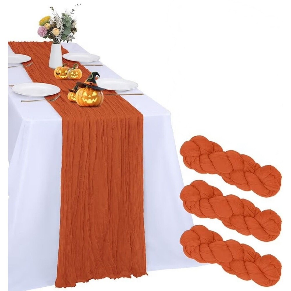 Set of 3 Orange Gauze Table Runners NEW
